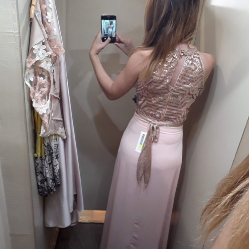 Emporio Grama formal set with sequined top and long wrap skirt, used