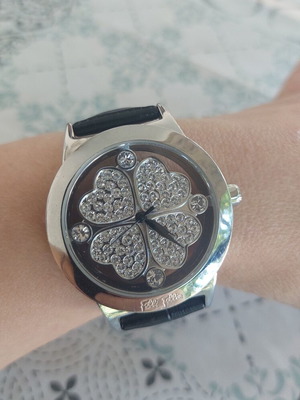 Folli Follie watch with crystals like new, black and silver