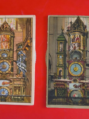 Vintage interactive postcards used, set of 2 from Strasbourg Astronomical Clock
