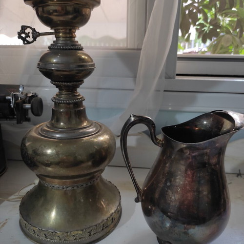 Vintage silver-plated table lamp from 1960 like new