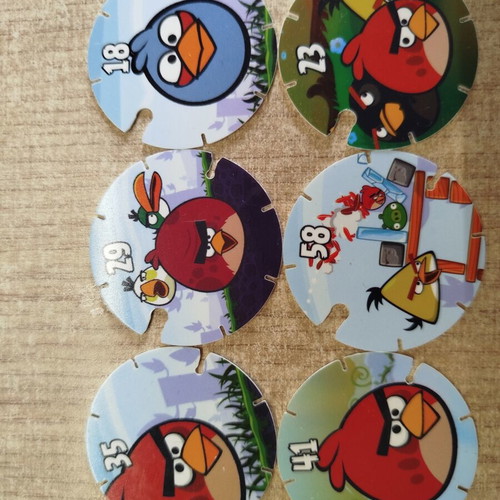 Angry Birds collectible caps from Cheetos, set of 6, like new