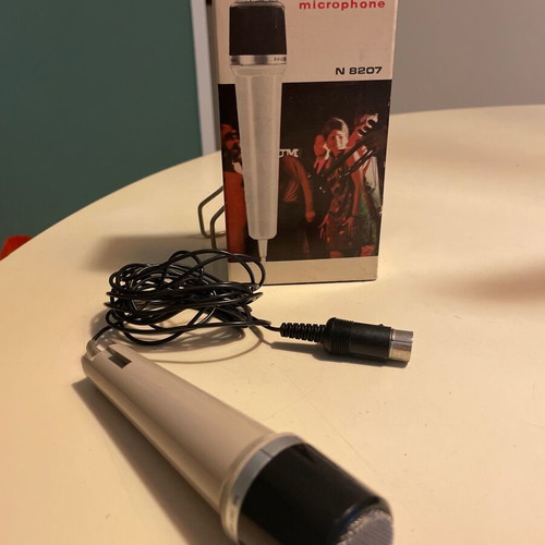 Philips N 8207 vintage dynamic microphone used, white