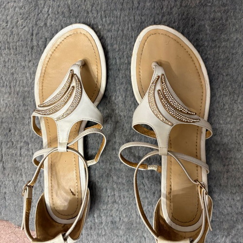 Esthissis flat women's sandals used, white, size 37