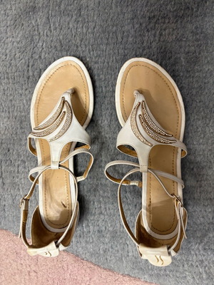 Esthissis flat women's sandals used, white, size 37