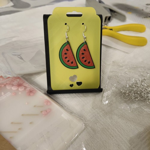 Watermelon Slice 3D printing earrings made to order
