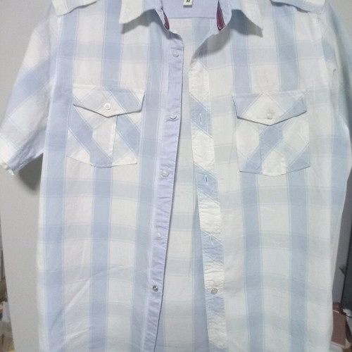 Paper Denim & Cloth Men's Short Sleeve Shirt new, size M, white blue