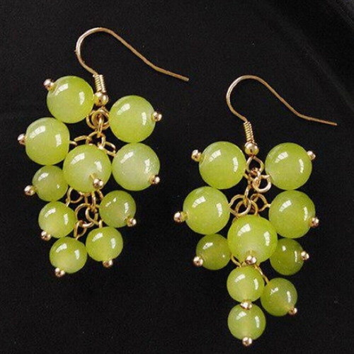 Green grape cluster earrings, fresh summer style