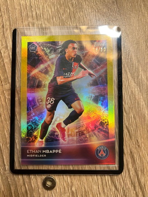2023-24 Topps Paris Saint-Germain Ethan Mbappé RC Rookie Gold Foil card 16/50