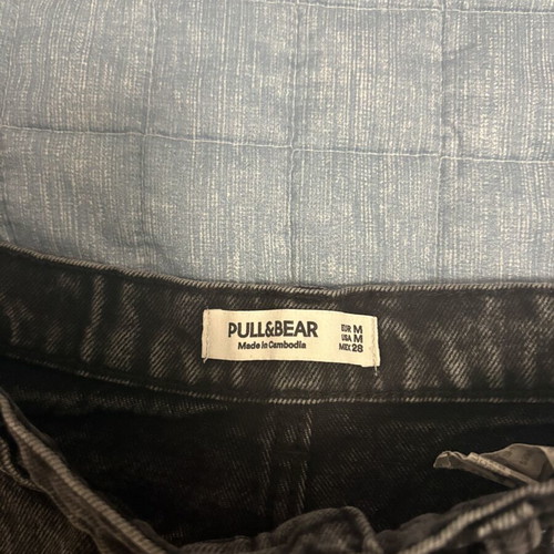 Pull&Bear black acid wash denim mini skirt with ripped details