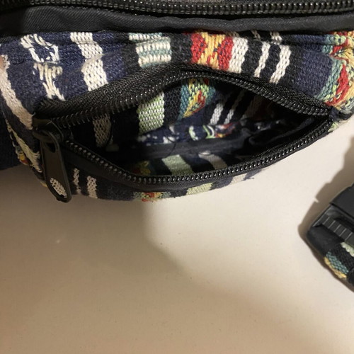 Waist bag like new, woven style, black and multicolor