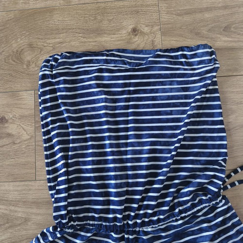 Reline strapless shorts jumpsuit S/M, navy stripes