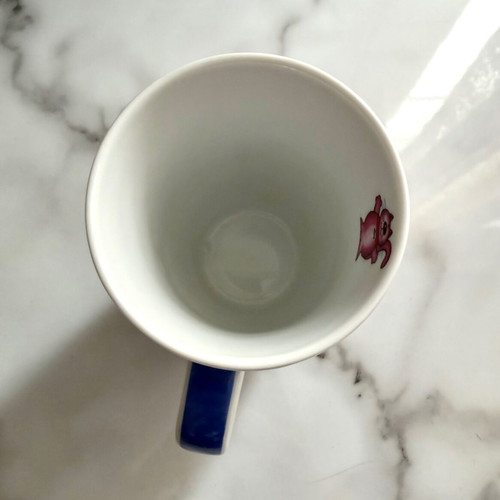 Large porcelain mug with cat design like new