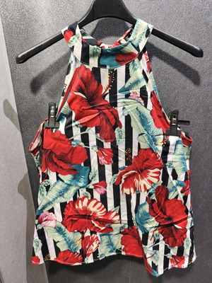 Μπλούζα Halterneck Tropical Print Shein καινούργια, μέγεθος M