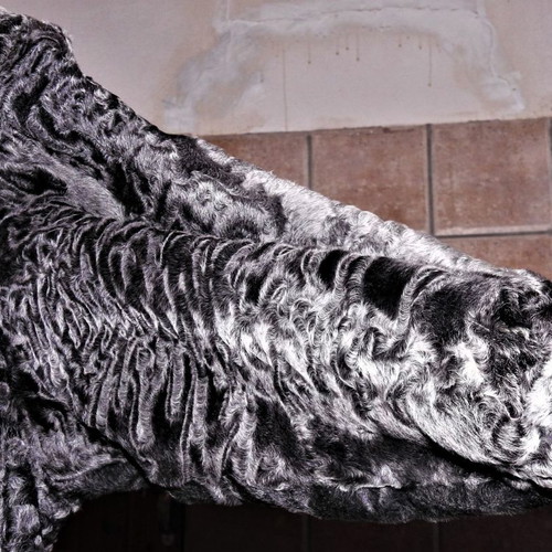 Fur jacket used gray astrakhan size M