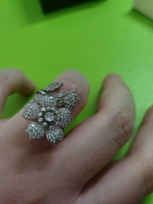 Silver 925 ring used, resizable, flower design