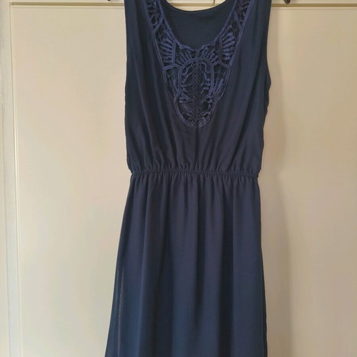 Chiffon dress Esmara navy blue like new, size S