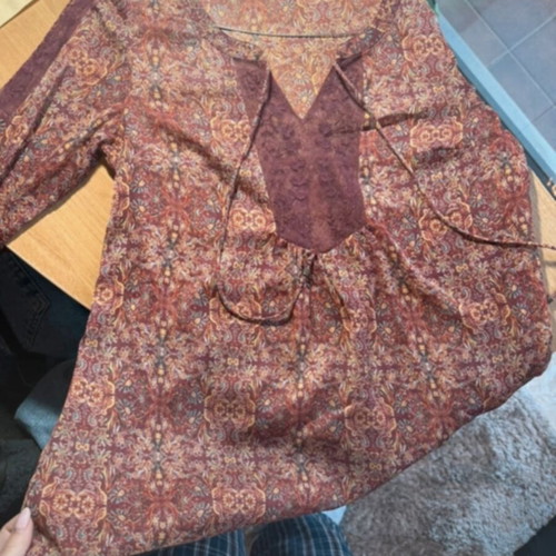 Boho indigo blouse used, one size, red