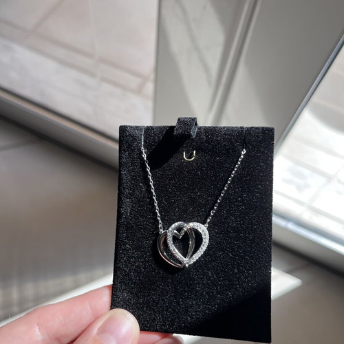 Swarovski Heart Necklace with Crystals, silver