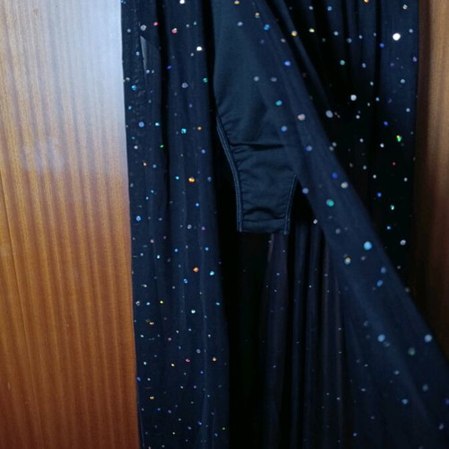 Shein black dress new, tulle straps with rhinestones
