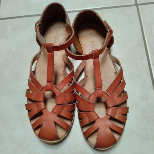 Zara genuine leather flatform sandals size 36 like new, brown