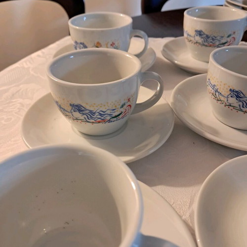 Set of six double coffee cups Lumidhs Stathopoulos collectible new