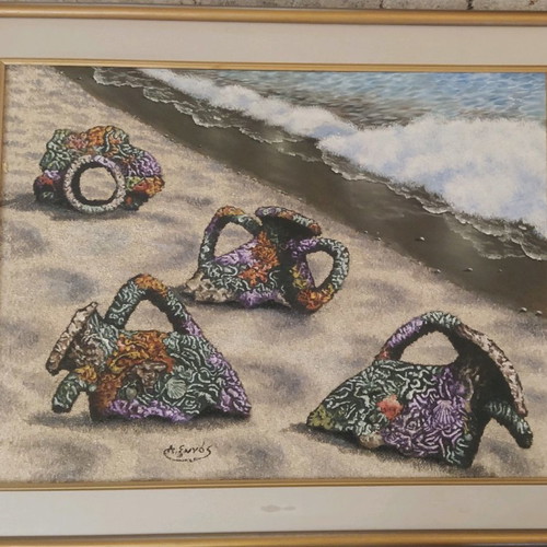 Antonis Xynos Painting Beach used, oil on canvas 80x60