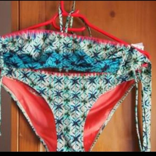 Benetton tie dye crochet swimsuit new, multicolor turquoise