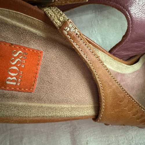 BOSSH women's sandals size 39, tan color, 10 cm heel
