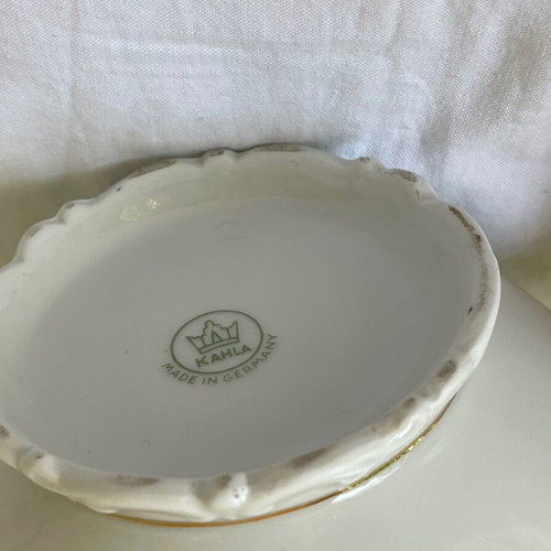 Kahla Germany 1960s tea set new, white with gold roses