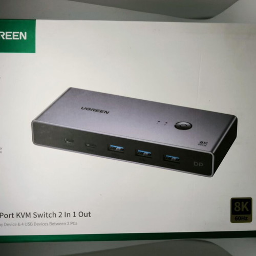 Ugreen DisplayPort KVM Switch 8K/60Hz new, 2 computers 1 monitor, USB 3.0