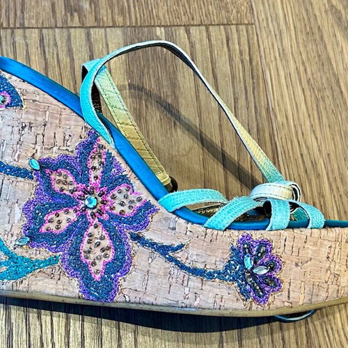 Italian platform sandals size 36-37, multicolor