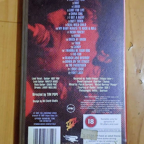 Iggy Pop Kiss My Blood VHS like new, live at The Olympia 1991