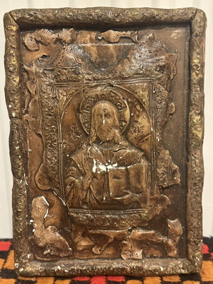 Decorative wall image of Jesus made of plaster used, 21x15cm
