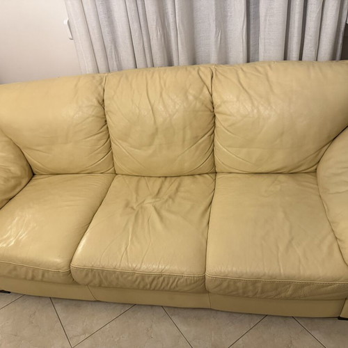 Leather sofa set, 2-seater and 3-seater, soft leather