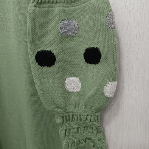 Knitted dress with unique sleeve, green, size M