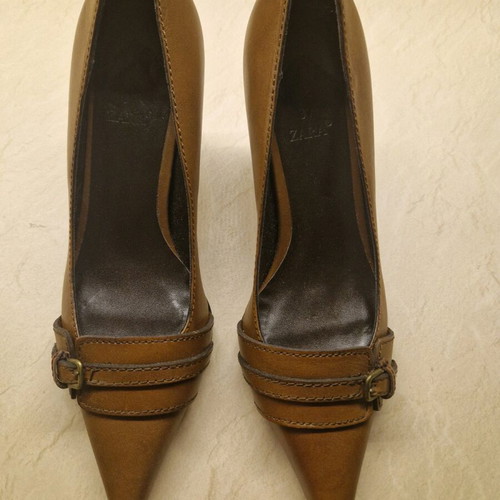 Zara leather pumps brown new, size 37, 8 cm heel