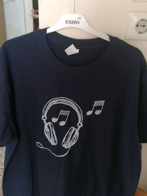 Unisex t-shirt με σχέδιο ακουστικά και μουσικές νότες, μέγεθος XXL