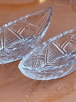 Vintage crystal gondolas set of 2, like new, German lead crystal 60s