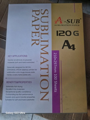 A-SUB sublimation paper new, 100 sheets, 210 x 297 mm