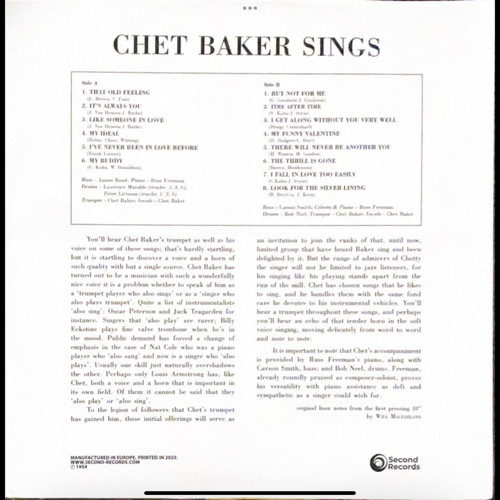 Chet Baker Sings LP new, jazz
