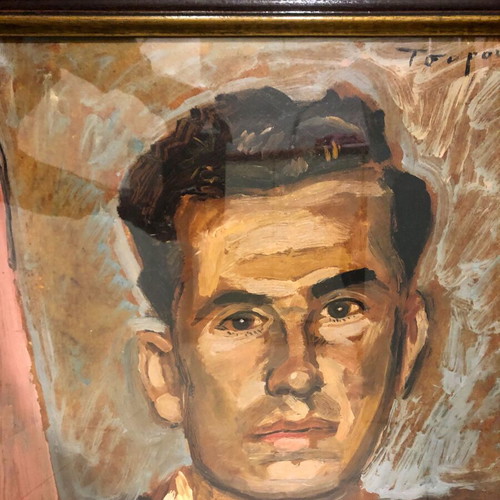 Tsarouchis Portrait of a Young Man print in frame with glass used