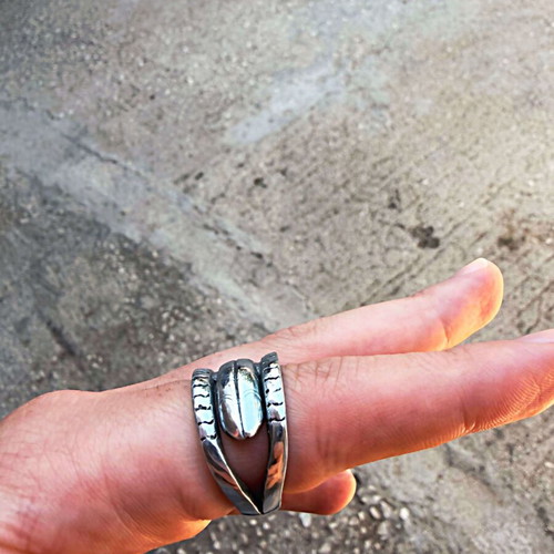 Aries Ring Size 61 EU Handmade Tin Silver Color New