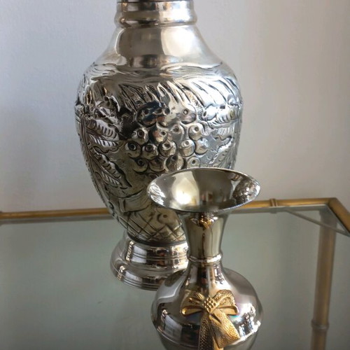 Large silver-plated vase 30cm height like new, small vase gift