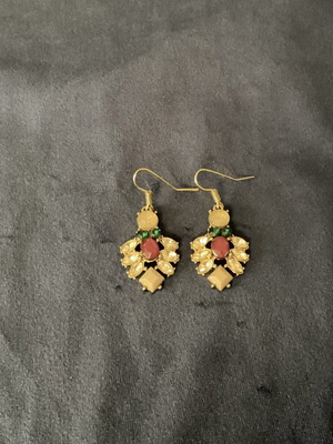 Vintage earrings with stones like new, multicolor
