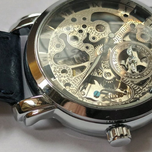 Winner skeleton watch new unisex with silver strap