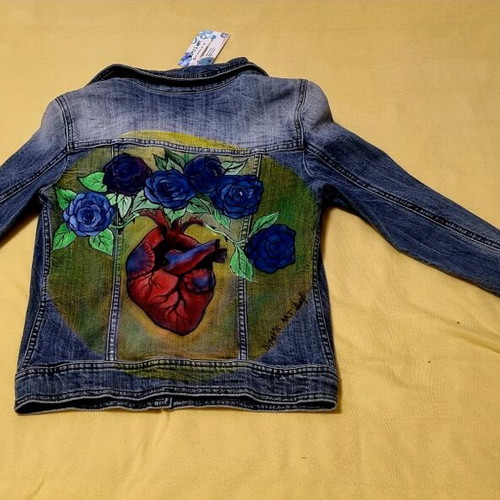 Benetton women's jacket new, size S, art design by DIMIS'ART
