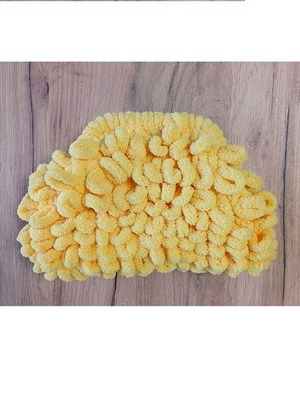 Puffy bag χειροποίητη με ασορτί scrunchie, κίτρινη, μήκος 23 εκ