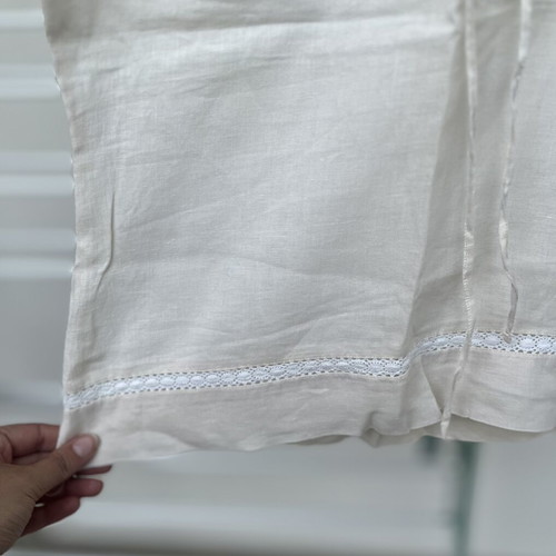 Cream linen blouse with cord and decorative edges