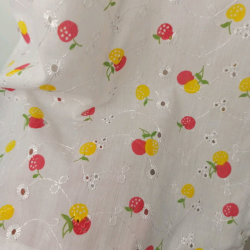 White Broderie Shirt with Fruit Print One Size like new
