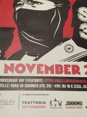Γιάννης Αγγελάκας Επίσημο Live Poster Βερολίνο 2014 Καινούργιο